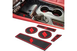 REMOCH Cup Holder Inserts for Dodge Durango Accessories 2021 2022 2023 2024 2025 2026 Center Console Mat Custom Fit Silicone Cup Liners Pads Interior Decoration (5pcs/Set, Red)