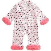 Newborn Baby Girl Pajamas Long Sleeve Romper One Piece Jumpsuit Button Down Nightgown Infant Silk Pjs Baby Sleepwear