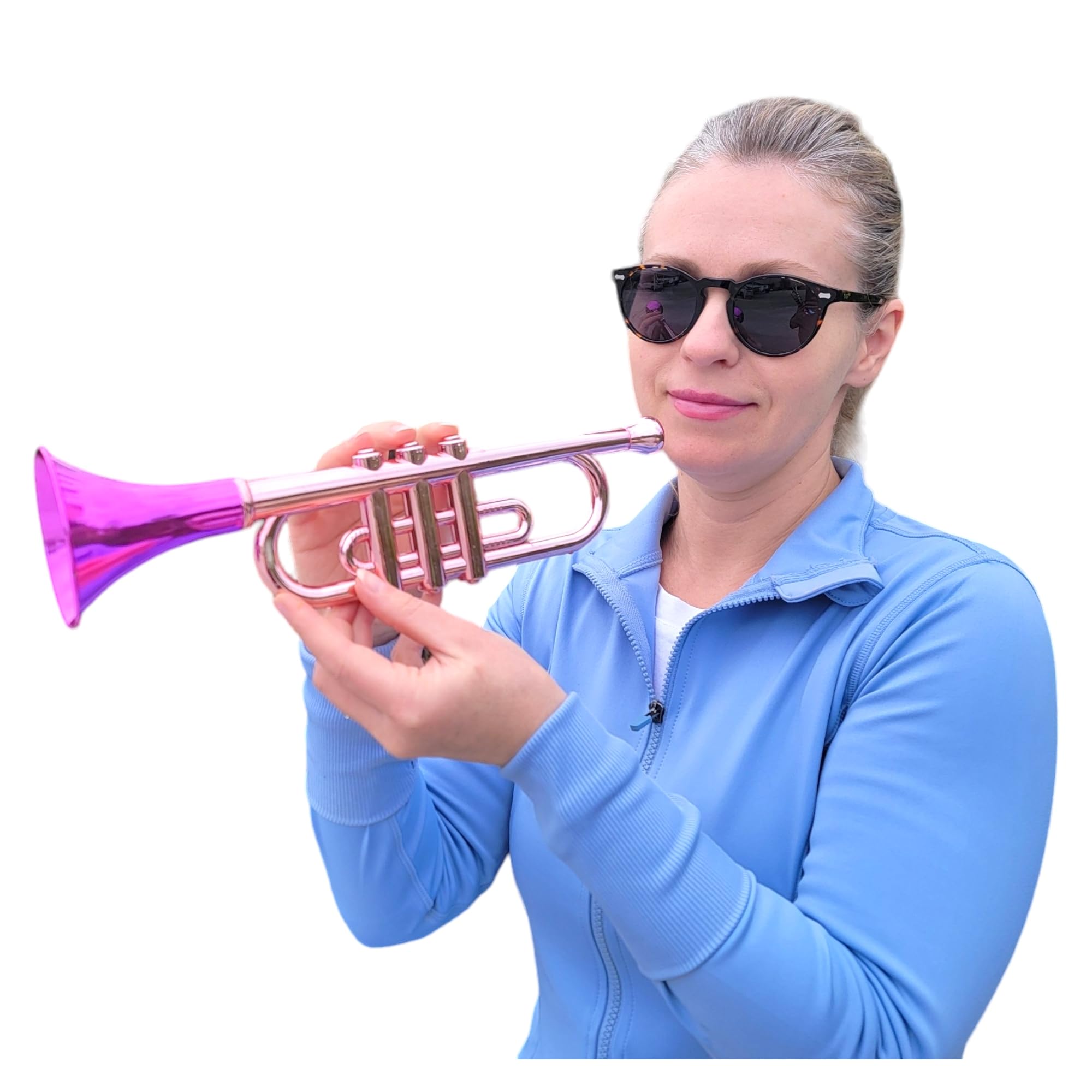 Metallic Trumpets (13 Inch) Plastic Noisemaker Music Toys for Kids Instruments Noise Makers for Birthday Parties Favors Sports Mardi Gras (1 Metallic Trumpet (Random Color))