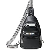 Leresas Sling Bag for Women Cross Body Bags Fanny Packs Shoulder Bag Sling Backpack Vegan Leather Trendy Travel Purses Black