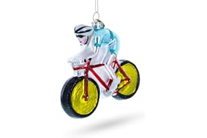 BESTPYSANKY Cycling Sportsman on Bicycle Blown Glass Christmas Ornament