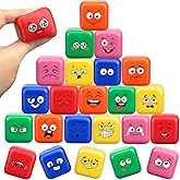 Fidget Face Cube, Stress Balls Emotion Cube Bulk Pack, Sensory Squishy Toy Squeeze Fidget Blocks Treasure Box, Gifts Party Favors Classroom/Birthday/Easter Goodie Bags Stuffers 24Pack