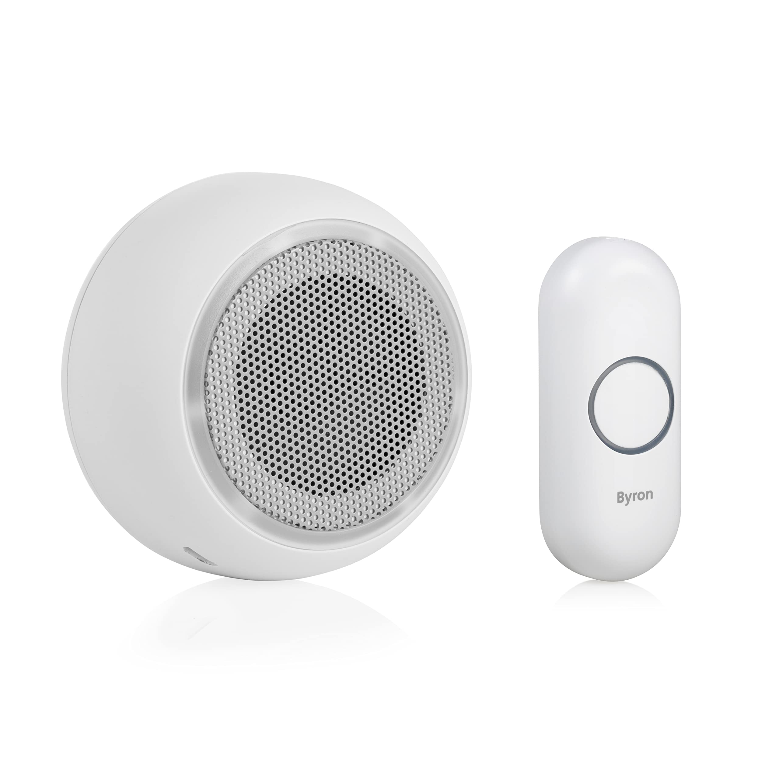 Byron Wireless Portable Doorbell Set, 175 m Range, 8 Melodies, Visual Alert System