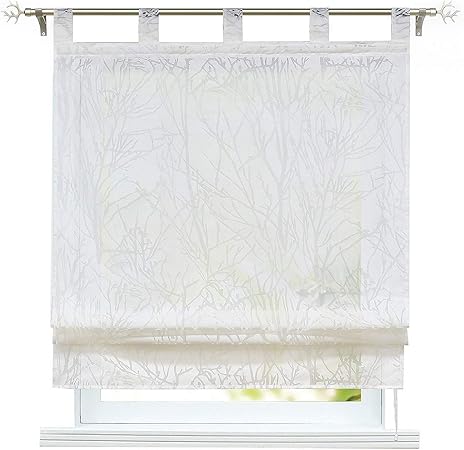 Amazon De Eslir Raffrollo Mit Schlaufen Weiss Gardinen Kuche Raffgardinen Transparent Ausbrenner