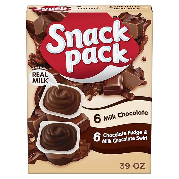 SNACK PACK MILK CHOCOLATE AND CHOCOLATE FUDGE &...
