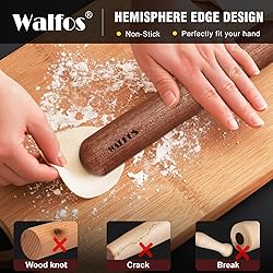 Walfos Mini Rolling Pin Set - Small Natural Wooden