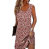 Yandino Summer Dresses for Women Sleeveless Casual Sundresses Loose Beach Cover Ups Trendy Tank Midi Sun Dress