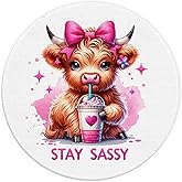 Qykwz Pink Highland Cow Mouse Pad 7.9x7.9 Inch,Coquette Bow Cow Mouse Pads for Wireless Mouse Computers Laptop Desk Accessories for Office,