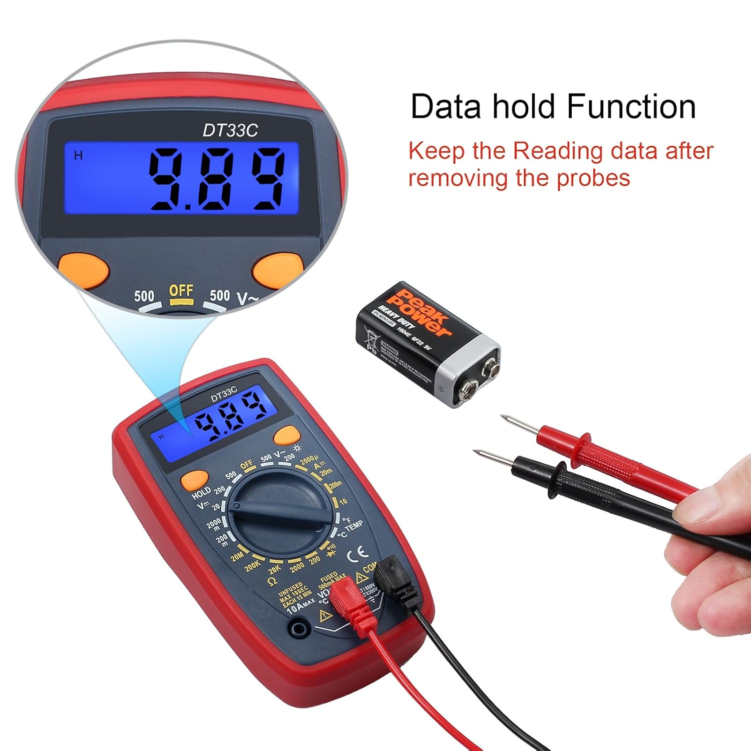 Neoteck Digital Multimeter Portable Multimeters Measures AC/DC Voltage