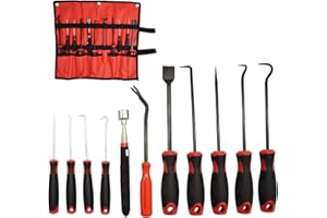 HARDK 11Pcs Hook and Pick Set Plastic Fastener Door Panel Remover Precision Scraper Gasket Scraping Hose Removal Puller Telescoping Magnetic Pick Up Tool Kit for Mechanic & Automotive & Electronic