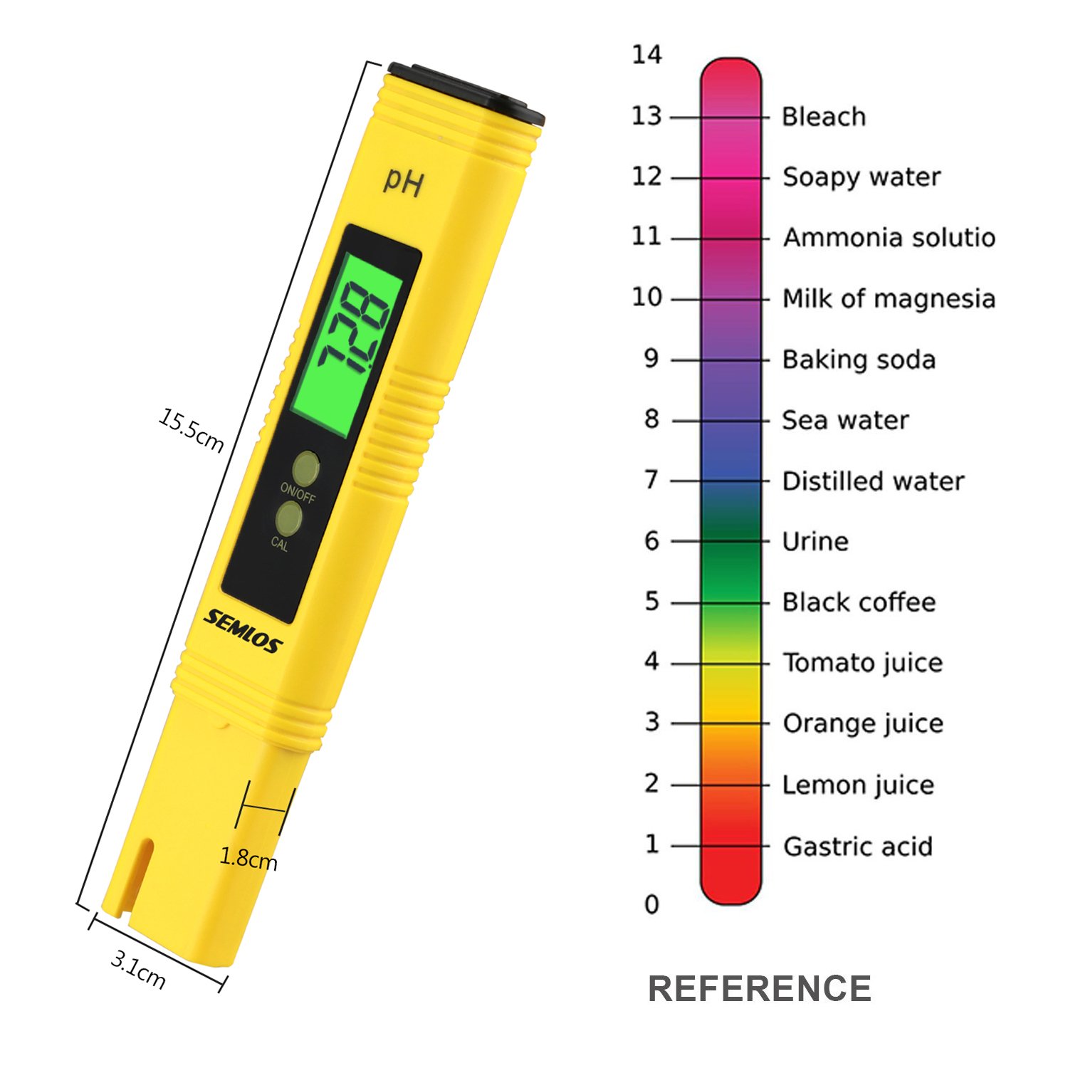 Semlos 0.01 Resolution Digital PH Meter Large LCD Pen Water Quality