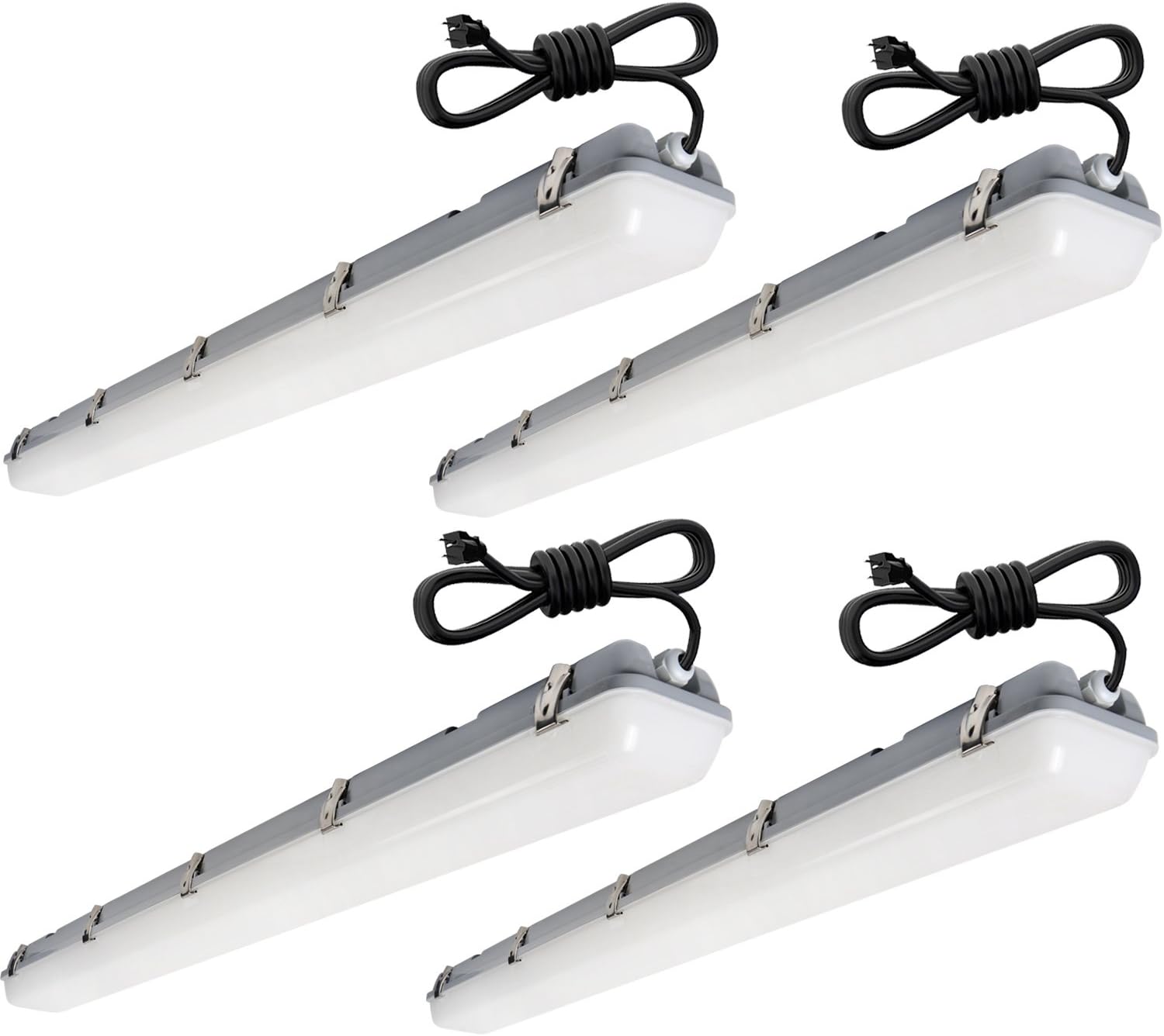 2FT LED Vapor Tight Light with Plug Cord, 40W Vapor Proof Parking