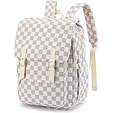 fufazfo Corduroy Laptop Backpack for Women, Fits 15.6 Inch Computer Bag, College High School Bookbag Travel Daypack Purse, Work Business Bags - Corduroy Checkered Purple