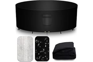 CNCZMH Heavy Duty Patio Furniture Covers Waterproof, 600D Round Outdoor Furniture Cover Waterproof for Sectional Sofa Couch, Outdoor Dining Table and Chair Set Covers 84"DIA x 28"H, Black