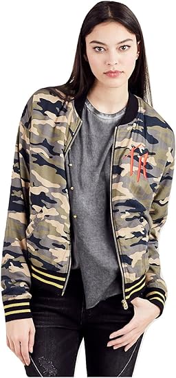 true religion camo bomber jacket