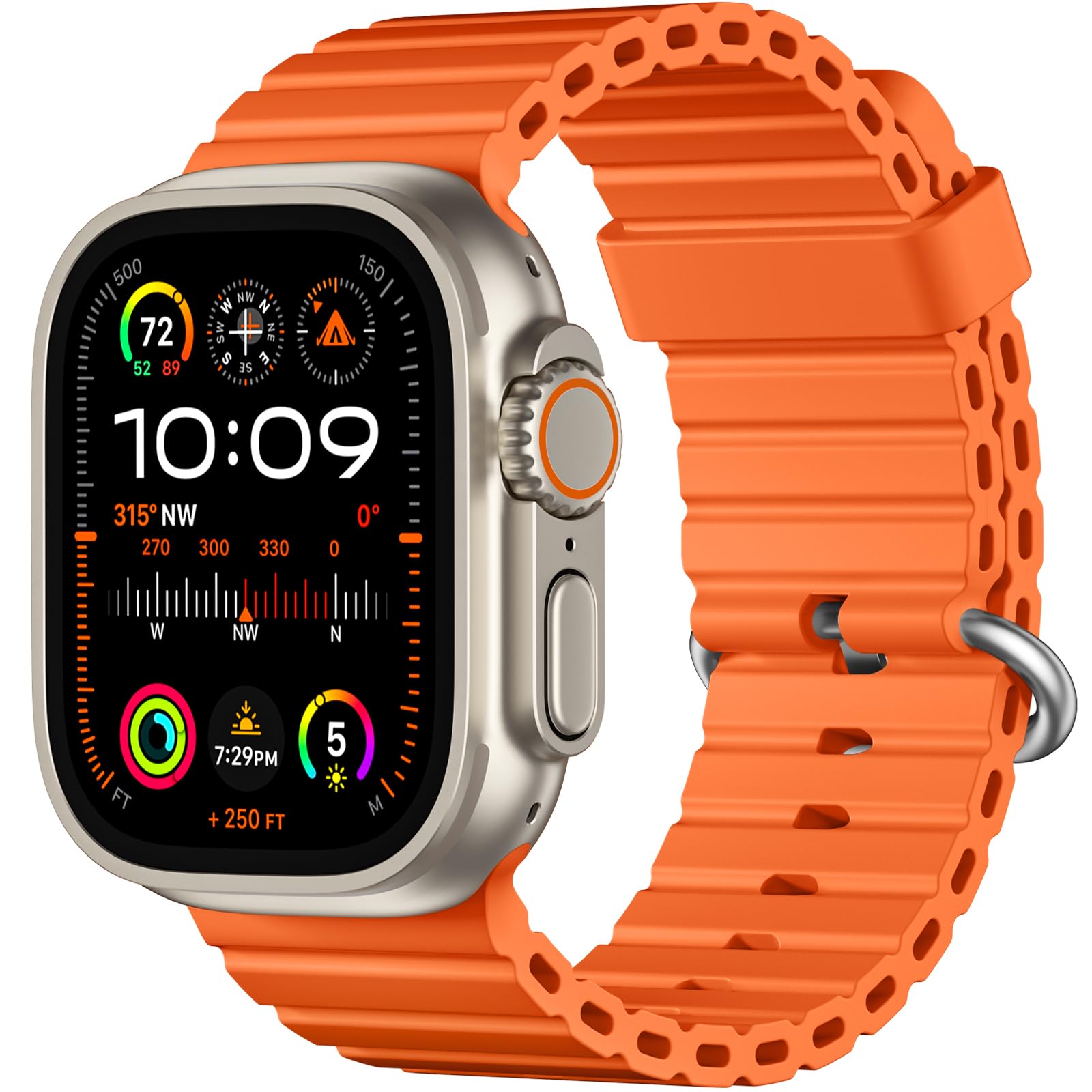 Photo 1 of DaQin Ocean Sport Band Compatible with Apple Watch Ultra 2/Ultra Band Compatible with Apple Watch Band for Men 49mm 46mm 45mm 44mm 42mm,Waterproof Strap for iWatch Series 10/9/8/6/5/4/3/2/1/SE,Orange