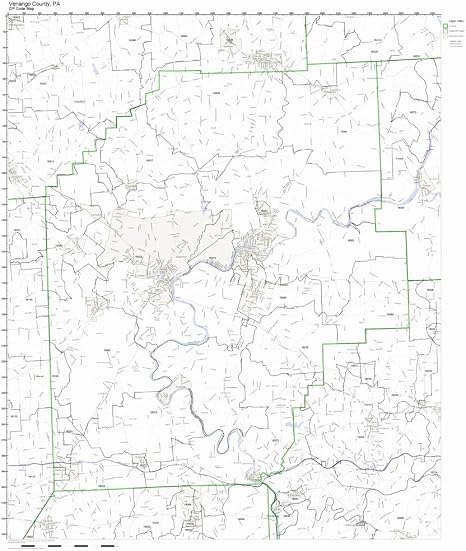 Amazon.com: Venango County, Pennsylvania PA ZIP Code Map Not Laminated