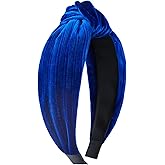 YanJie Velvet Headbands for Women Navy Blue Knotted Headband Wide Non Slip Headbands for Girl Head Band for Women Headwear Fashion Headbands Hair Accessories Gift Navy Blue