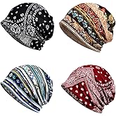 4 PCS Women Baggy Slouchy Beanie Chemo Hat Cap Slouchy Snood Hat Cancer Headwear