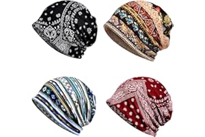 4PCS Women Baggy Slouchy Beanie Chemo Hat Cap Slouchy Snood Hat Cancer Headwear