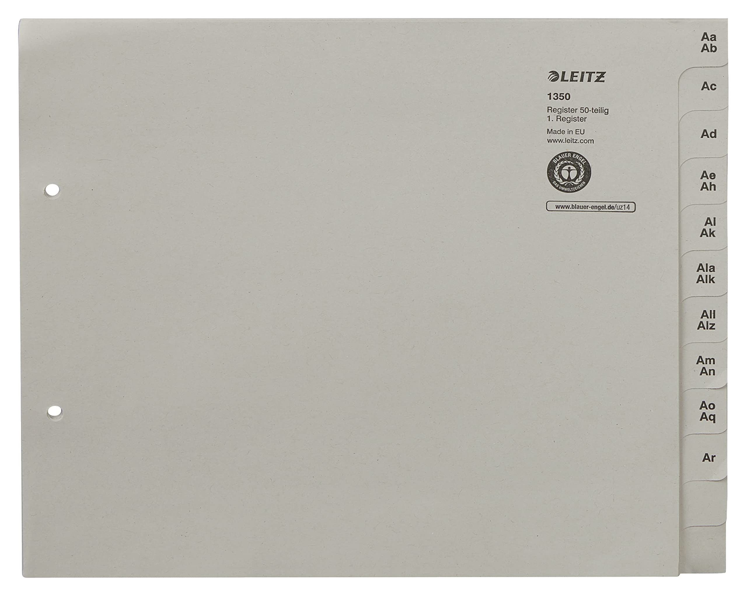 Leitz 13500085 Index Divider Series A - Z A4 Paper for 50 Folders Grey