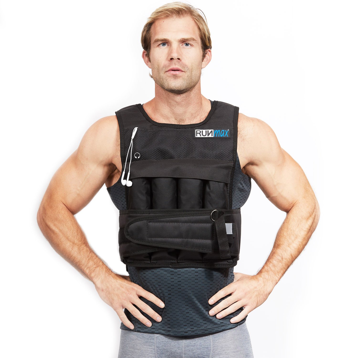 RUNMax Weighted Vest, 6lb/8lb/10lb/12lb/16lb/20lb/40lb/50lb/60lb/50lb/60lb/80lb/100lb/120lb/150lb Weight Vest for Workout, Strength Training, Running, Fitness, Muscle Building, Weight Loss, Weightlifting Image
