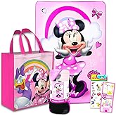 Disney Minnie Mouse Fleece Blanket Sleepover Set for Girls - Bundle with 45x60 Inch Minnie Throw Blanket, Drawstring Bag, Stickers and More (Minnie Mouse Room Decor)