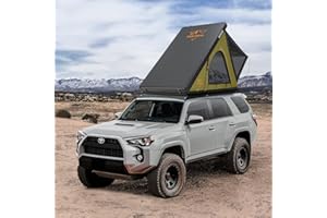 SAN HIMA Sanhima Rooftop Tent Hard Shell - Hotham Lite Overland Aluminium Roof Top Tent 4.56" Slimline, w/Tri-Color LED Strip Light & 1.97” Thick Mattress, for Car SUV Truck Camping, 2-3 People