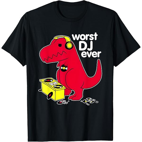 Amazon.com: T-Rex Worst DJ Ever T-Shirt, Small, Black : Clothing