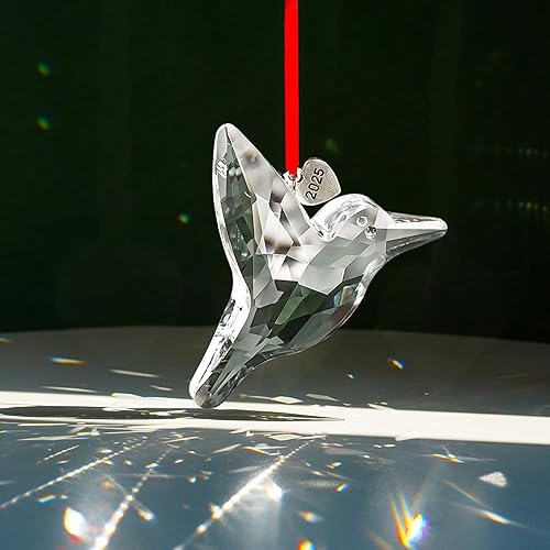 H&D HYALINE & DORA Suncatcher Clear Crystal Hummingbird Prism Christmas Decor Glass Hummingbird Prism Sun Catchers Window Hanging Gift for Mother Lady Animal Lovers