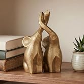 SUJUN Hand-Cast Iron Elephant Sculpture &ndash; Artistic Loving Pair Statue | Heavy-Duty Vintage Bronze Finish Figurine, Modern Tabletop Decor for Living Room, Anniversary &amp; Wedding Gift, 7.2&rdquo; H