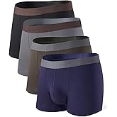 DAVID ARCHY Mens Trunks Underwear Soft Breathable Rayon Made from Bamboo for Men No Fly Pouch 4-Pack