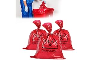 BEMAXY Biohazard Waste Bags - Disposable Safety Bag, Autoclavable, Puncture Resistant, 20 Gal Capacity, 1.77 mil, 45 mircon, 24"x 31" (30 PCS)