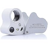 KINGMAS Jewelry Loupe 2-Lens Magnifying glass 30x 60x Jewelers Eye Loupes LED Illuminated Magnifier