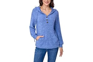 Hoodies for Women Trendy 2025 Fall Clothes Long Sleeve Shirt Ladies Tops Ribbed Knit Pullover Sweaters with Pocket