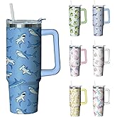Kearscupra 30 oz Shark Tumbler with Handle and Straw, Insulated Stainless Steel Cup with Lid, Travel Coffee Mug Water Bottle, Gifts for Woman Animal Lovers