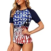 AOBUTE Women Short Sleeve Rash Guard UPF 50+ Tropical Sun Protection Floral Swim Shirts
