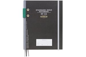DesignWorks Ink Standard Issue Planner Notebook No. 3 Journal with Lined Pages, Elastic Closure, Pen Holder, and 3 Ribbon Mar