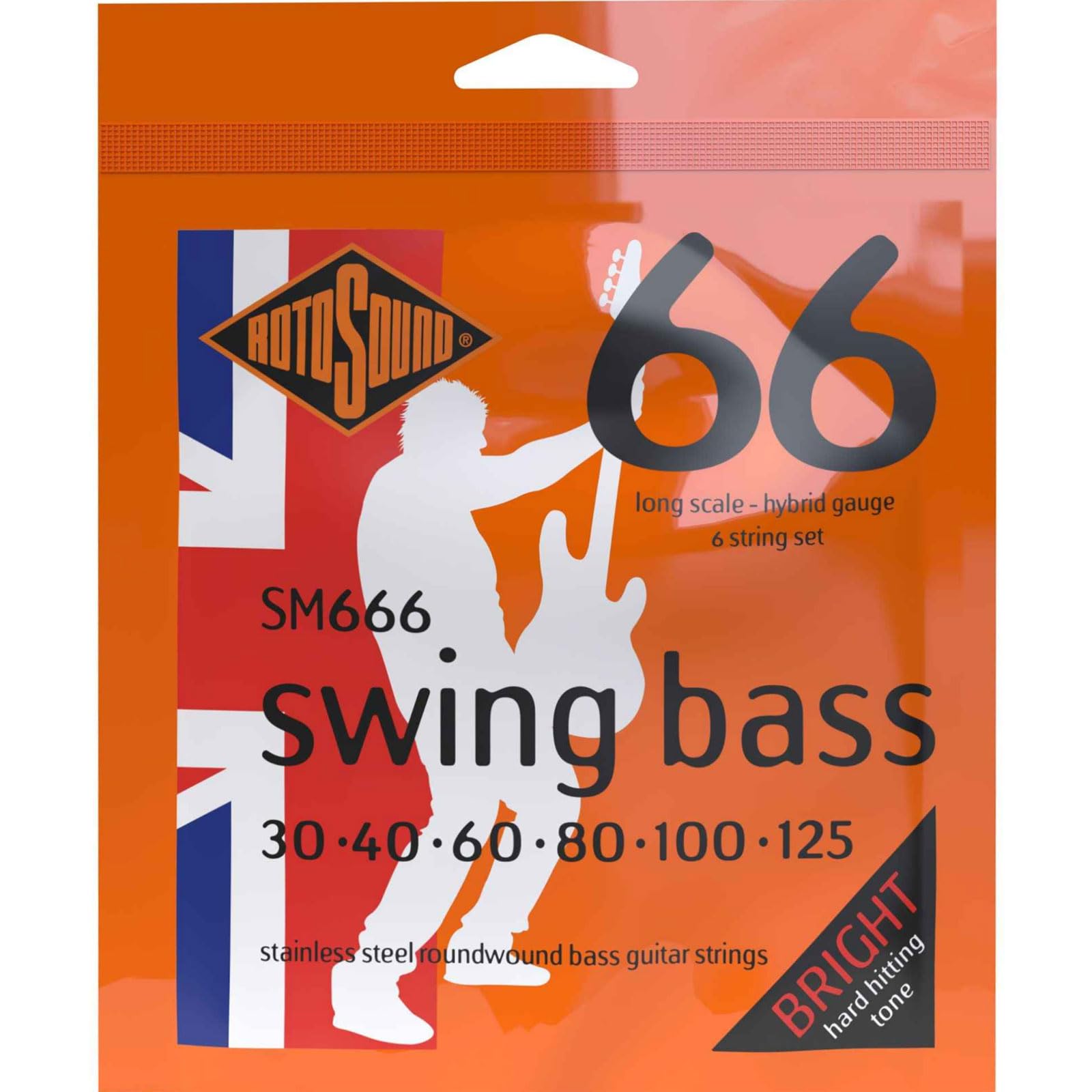 Rotosound SM666 Stainless Steel Hybrid Gauge Roundwound Bass Strings (30 40 60 80 100 125)