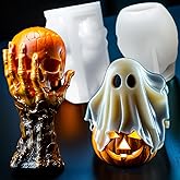2Pack Halloween Skull Silicone Molds Ghost Pumpkin Candle Molds 3D Ghost Skull Silicone Molds Halloween Resin Molds for DIY Epoxy Resin Casting Handmade Aromatherapy Candle Wax Soap Art Crafts Decor