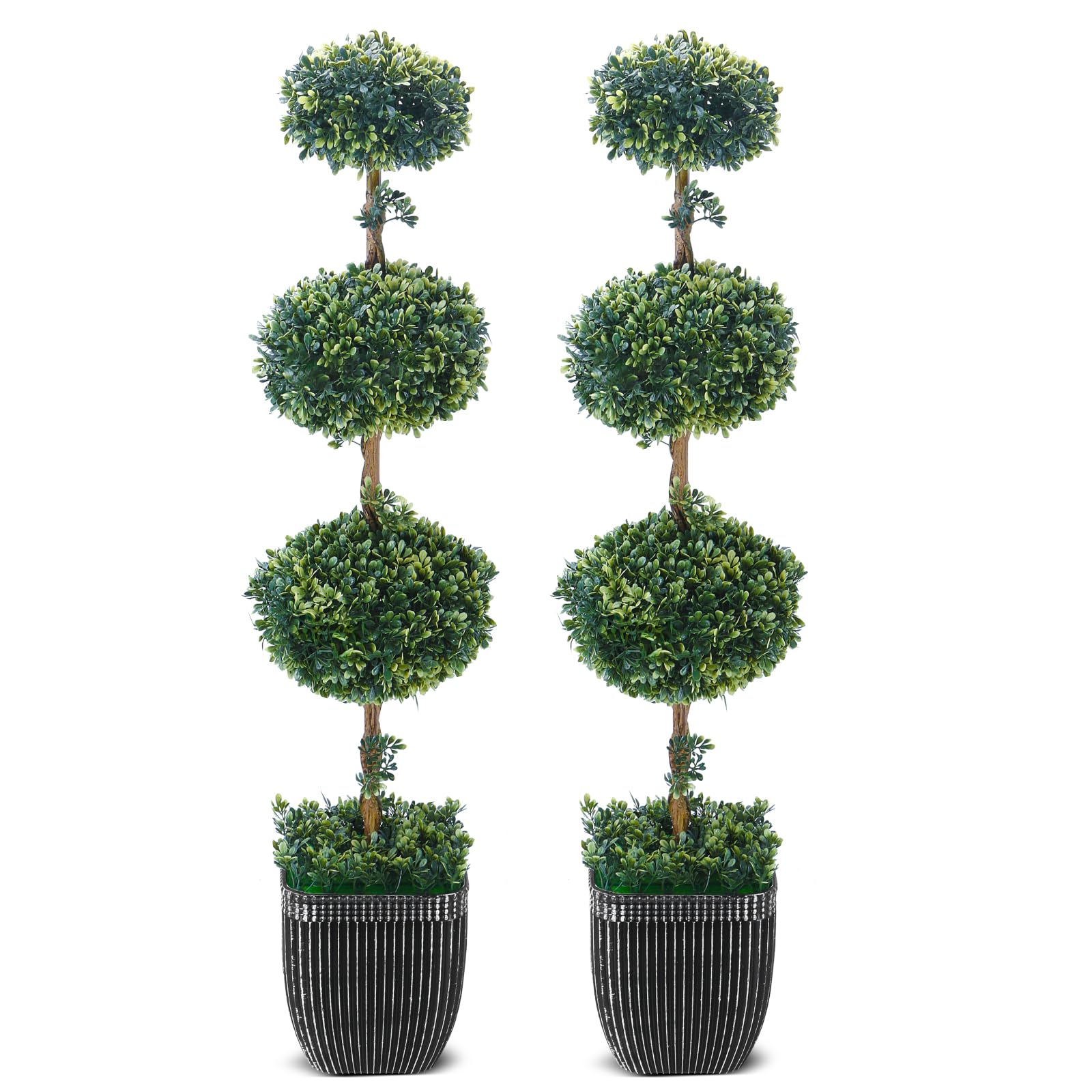 Photo 1 of 36“Artificial Topiary Trees,Outdoor Faux Plants Decor with Durable Pot,2 Pack 9" W 3-Tier Realistic Artificial Fake Plants UV Resistant Evergreen for Porch Planter Indoor&Outdoor Decor,Set of 2