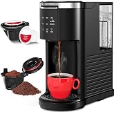 COWSAR Single Serve Coffee Maker, 2 in 1 Coffee Capsule &amp; Ground Coffee Brewer, 40 Oz Removable Water Tank, 5 Brew Sizes 6-14 Oz, Self-cleaning Fast Heating Coffee Machine for Home Office