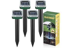 YZTAC Mole Repellent Solar Powered 4 Pack, Waterproof Gopher Repellent Ultrasonic Solar Powered for Lawn, Vole Repellent Chipmunk Repellent Outdoor, Groundhog Chipmunk Repeller, Snake Repellent for Yard