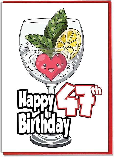 Gin And Tonic Biglietto Di Auguri Per 47 Compleanno Da Donna Uomo Figlia Figlio Amico Marito Moglie Mamma Papa Sorella Fratello Amazon It Cancelleria E Prodotti Per Ufficio