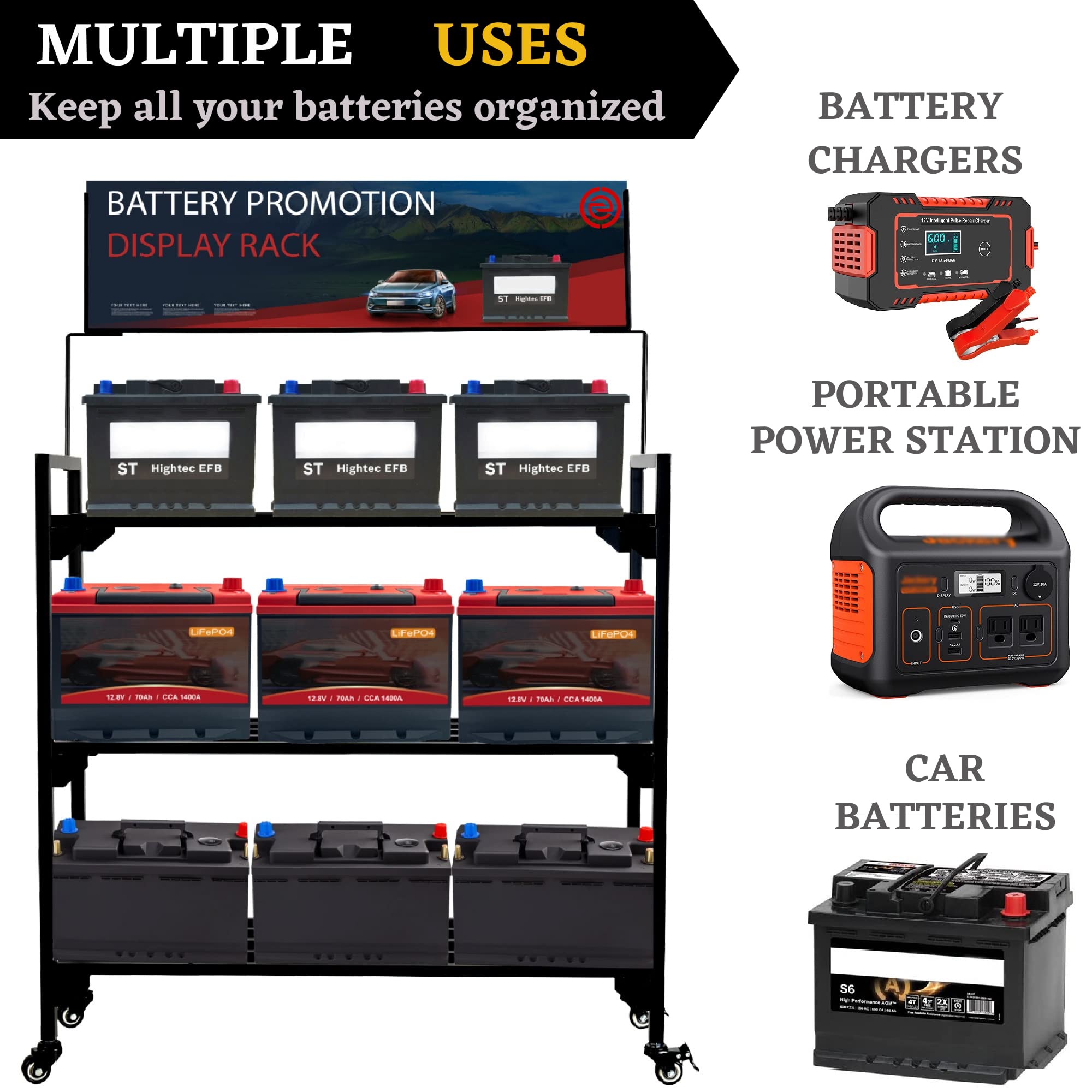 Mua Battery Rack, Car Battery Rack, Battery Display Rack, Rolling ...