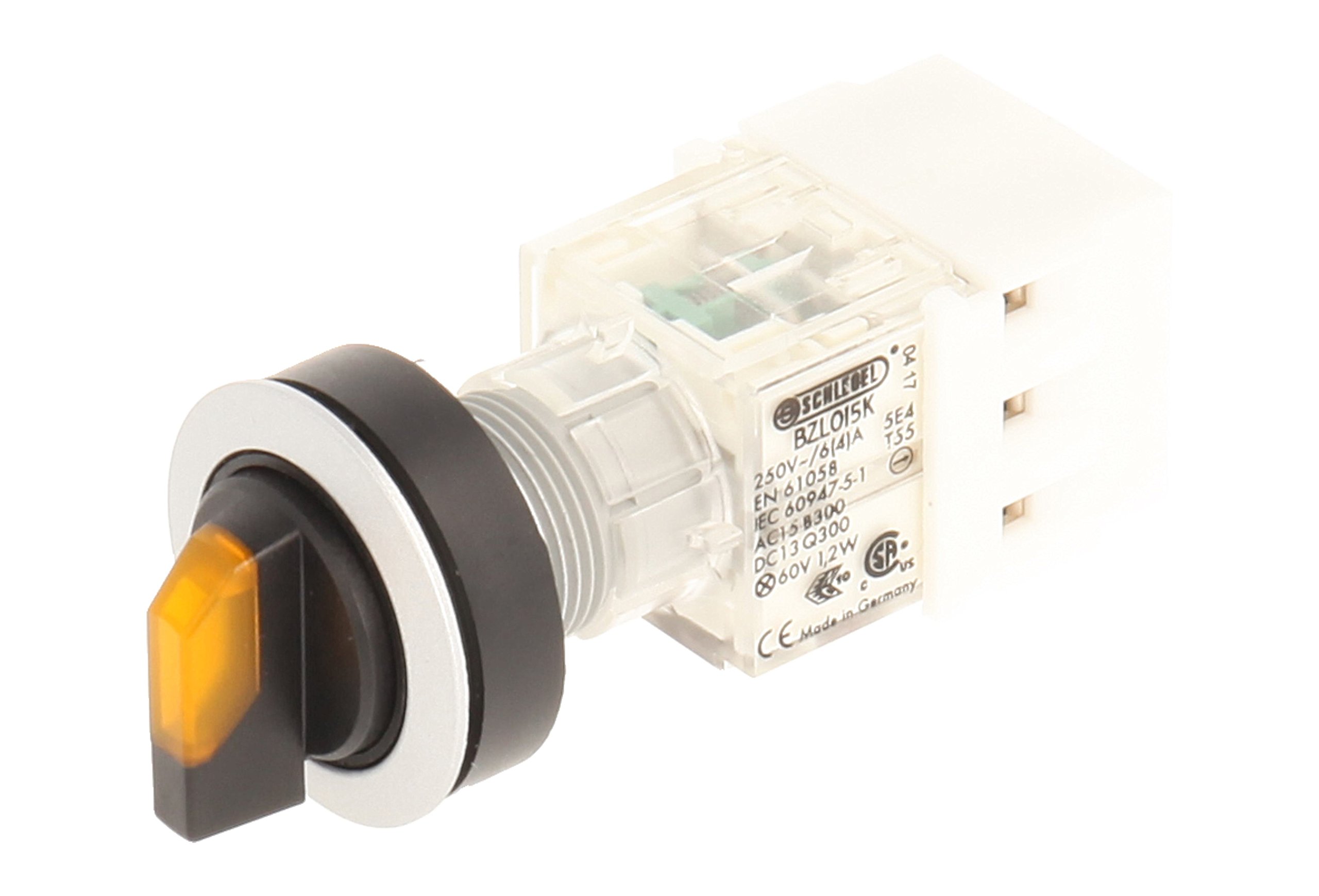 Club 23.001.202 Light Switch, Latching, 3 Positions Momentary Contact Sensor LED Lamp Holder t5,5 K 1 Closer + 1 opener 24 V, SCREW, YELLOW/SILVER (Pack of 2)