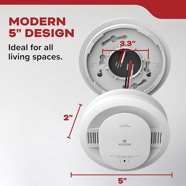 KIDDE HARDWIRED SMOKE DETECTOR, 10-YEAR BATTERY BACKUP, INTERCONNECTABLE, LED WARNING LIGHT INDICATORS, 20SA10