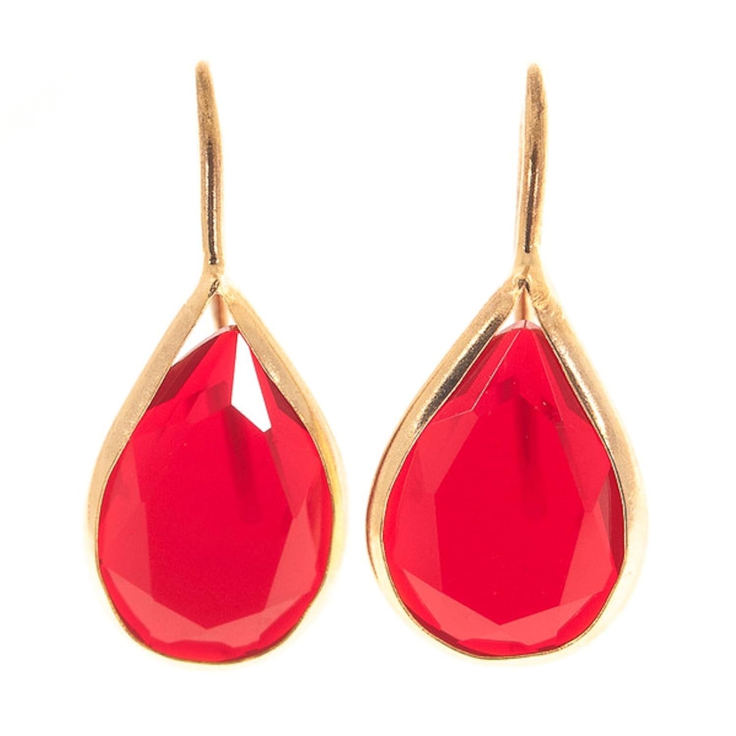 Córdoba Jewels  Pendientes plata de ley bañada oro Diseño Lágrima Rubí