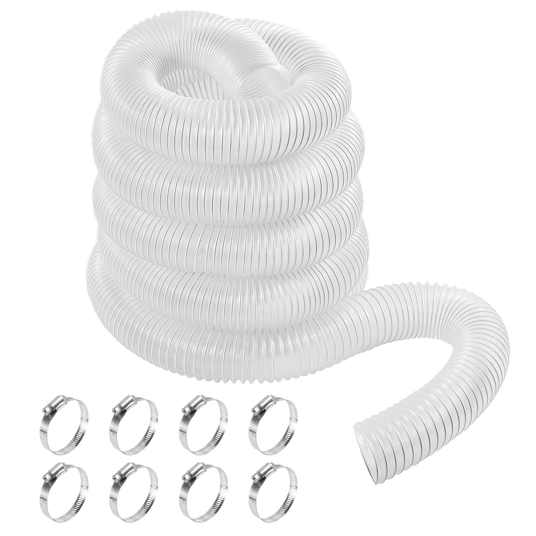 Photo 1 of 2 1/2" x 30' PVC Dust Collection Hose, Puncture Resistant Fume Collection Hose with 8 Pieces Stainless Steel Clamps, Clear Dust Collector for Woods Debris