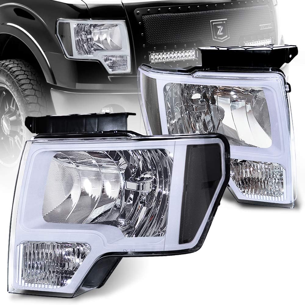 Extrordinary Living Headlight Assembly Direct Replacement Headlamp Compatible with Ford F150 Retrofit White Housing Head Light Lights New 2009 2010 2011 2012 2013 2014 Smoke Amber (WHITE SMOKE)